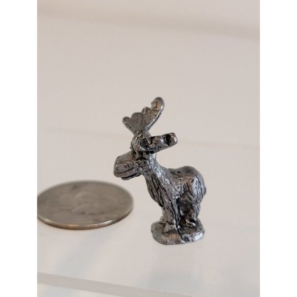 Solid Pewter Silver MOOSE Funny Highly Detailed Figurine Bartlett - Picture 2 of 7